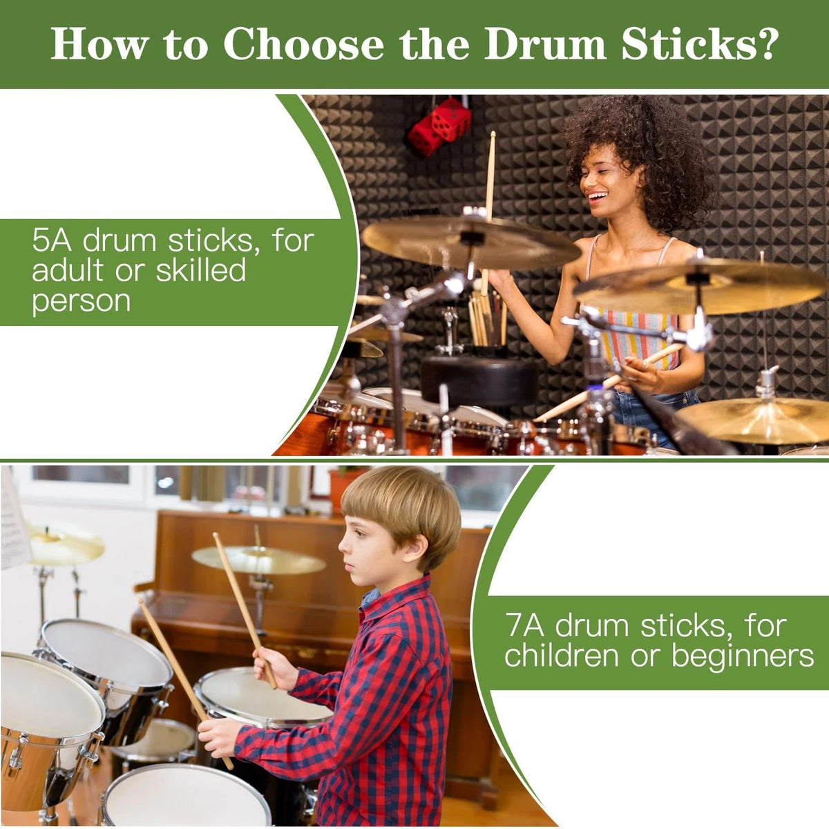 2 Pairs 7A Drum Sticks for 7A (No Year Range)