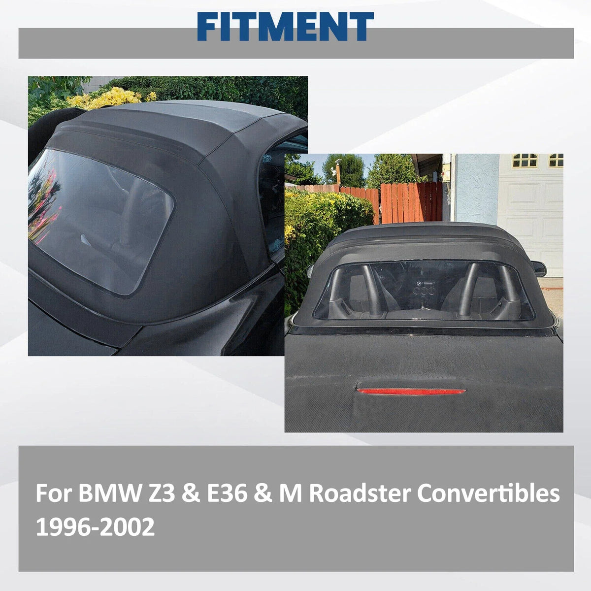 Black Soft Top with Clear Window for BMW Z3 Convertible (1996-2002)