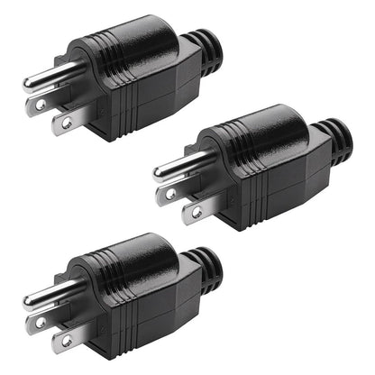 3X Male Electrical Plug Replacement Connector 125V 15A AC