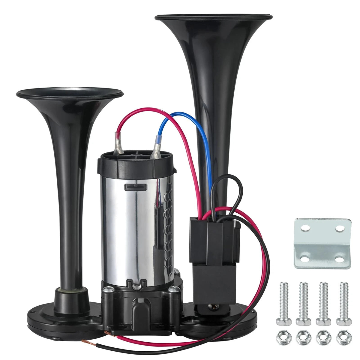 2X 12V 120dB Air Horn Dual Trumpets for Universal Fit (Electric Train Horn)