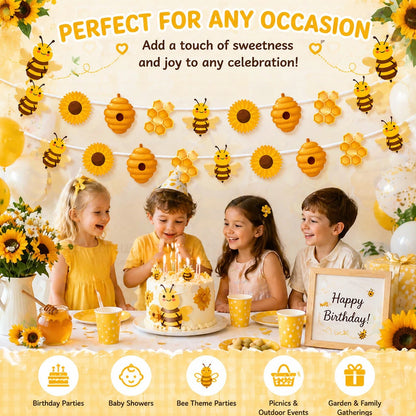 Honeybee Garland Banner for Bee Birthday Party Decorations