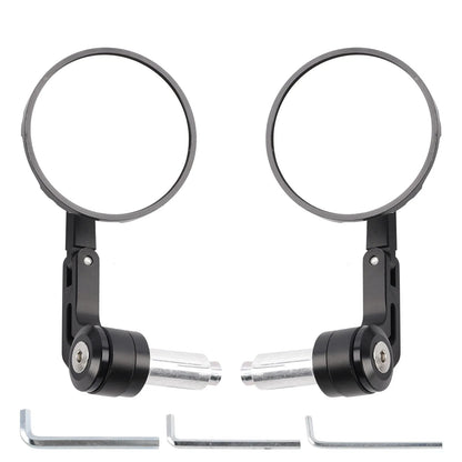 Carbon Black 3" Round Bar End Mirror Set - Universal Fit (7/8" & 1")