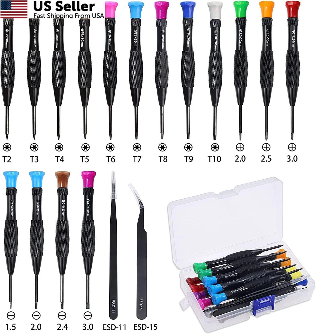 18-Piece Mini Magnetic Torx Screwdriver Set
