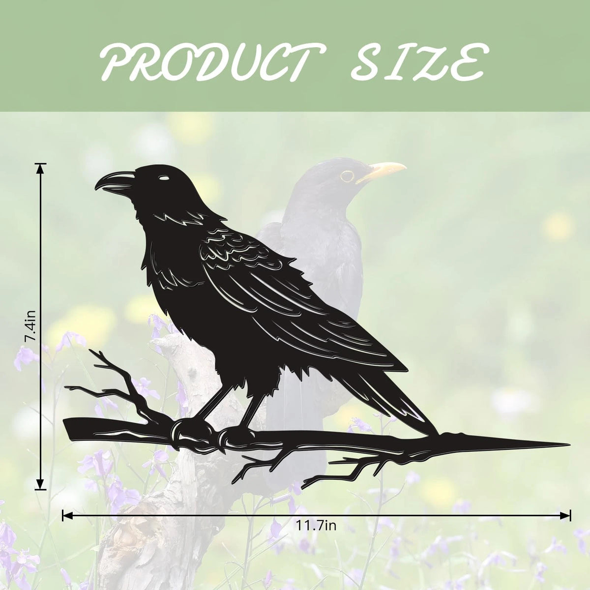 Raven Crow Fence Topper Decor for Garden