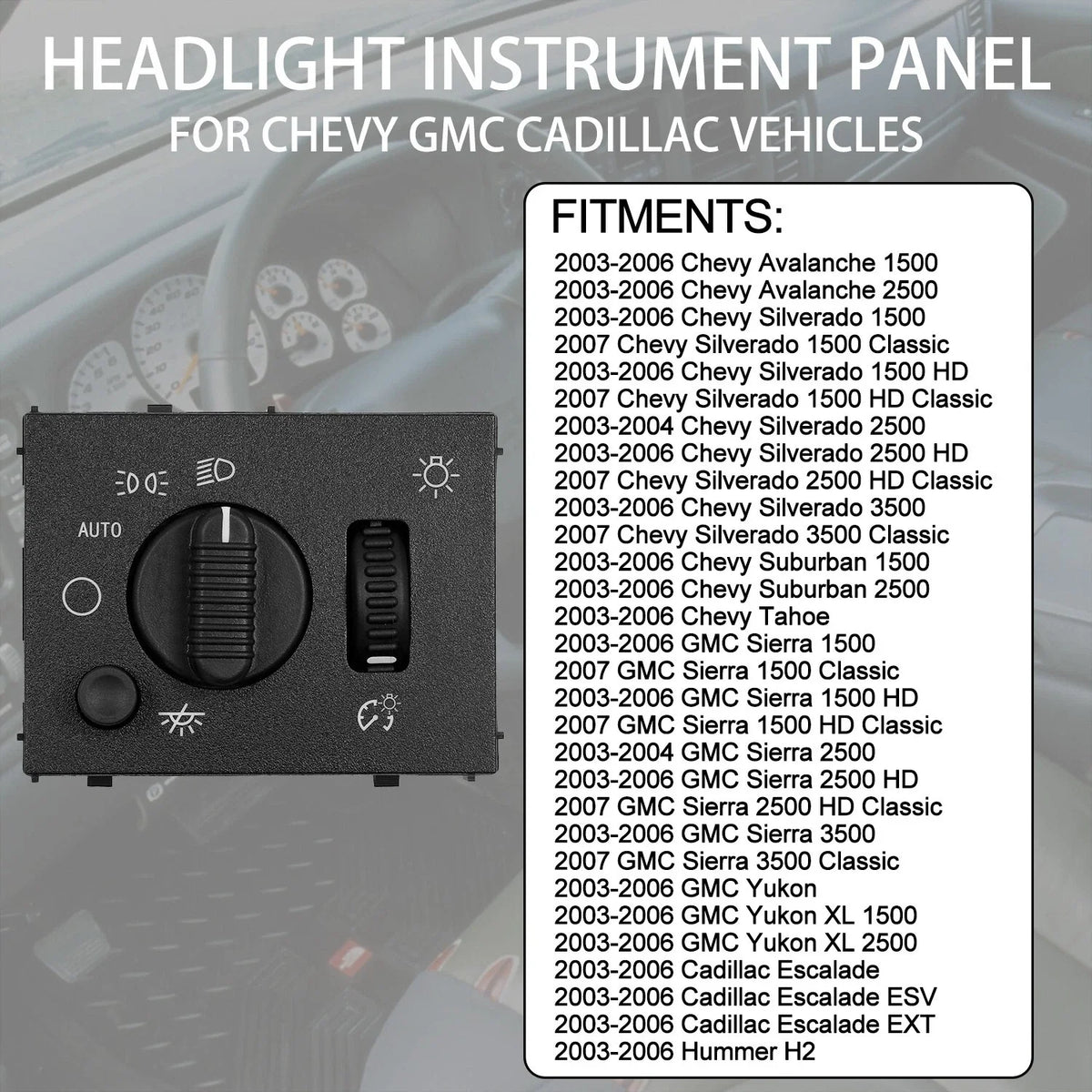 Fog Light & Headlight Switch for Chevy Silverado 2003-2007