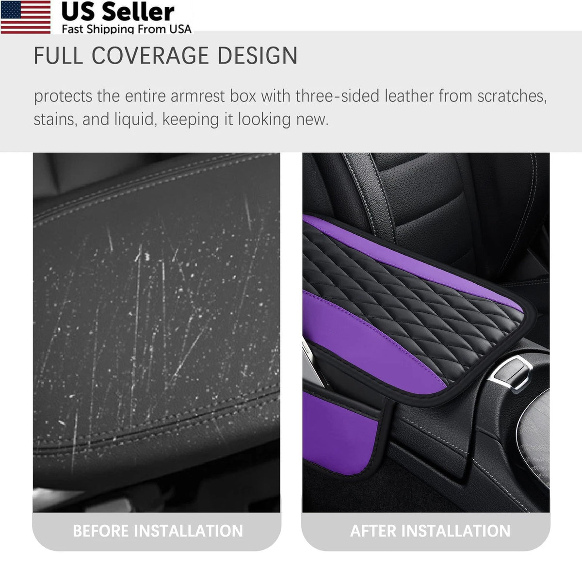 Patchwork Leather Center Console Cover for Universal Fit (12.40x8.07x0.70)
