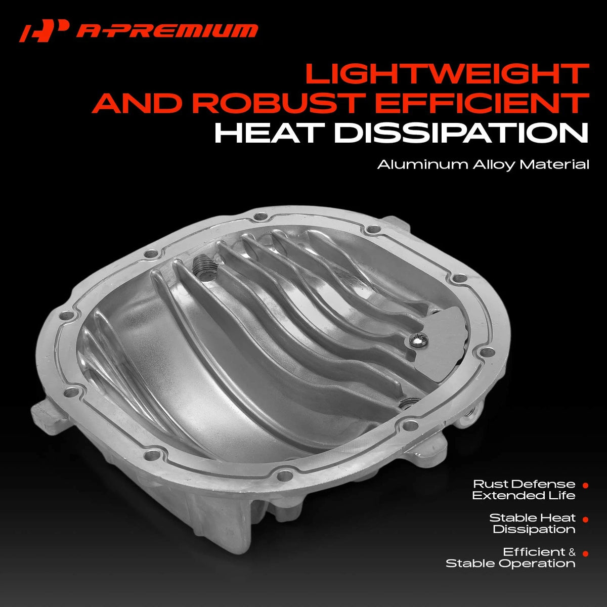Rear Black Aluminum Differential Cover w/ Drain Plug for Chevrolet GMC (SPC4911BKKIT, 4911BKKIT)