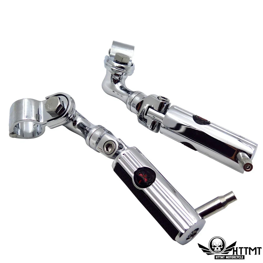 Footpeg Mount Kit with Chrome Gear Skull for Defiance 1.25" Guard