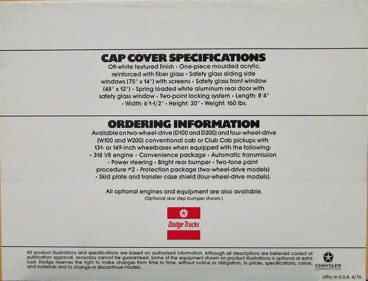 Cap Cover for Dodge Pickup (1976)