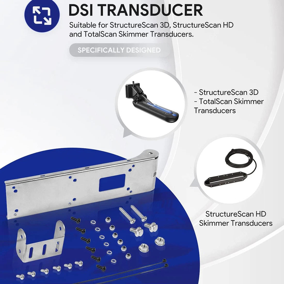 Transom Mount Bracket for StructureScan 3D HD TotalScan Transducer (000-12603-001)