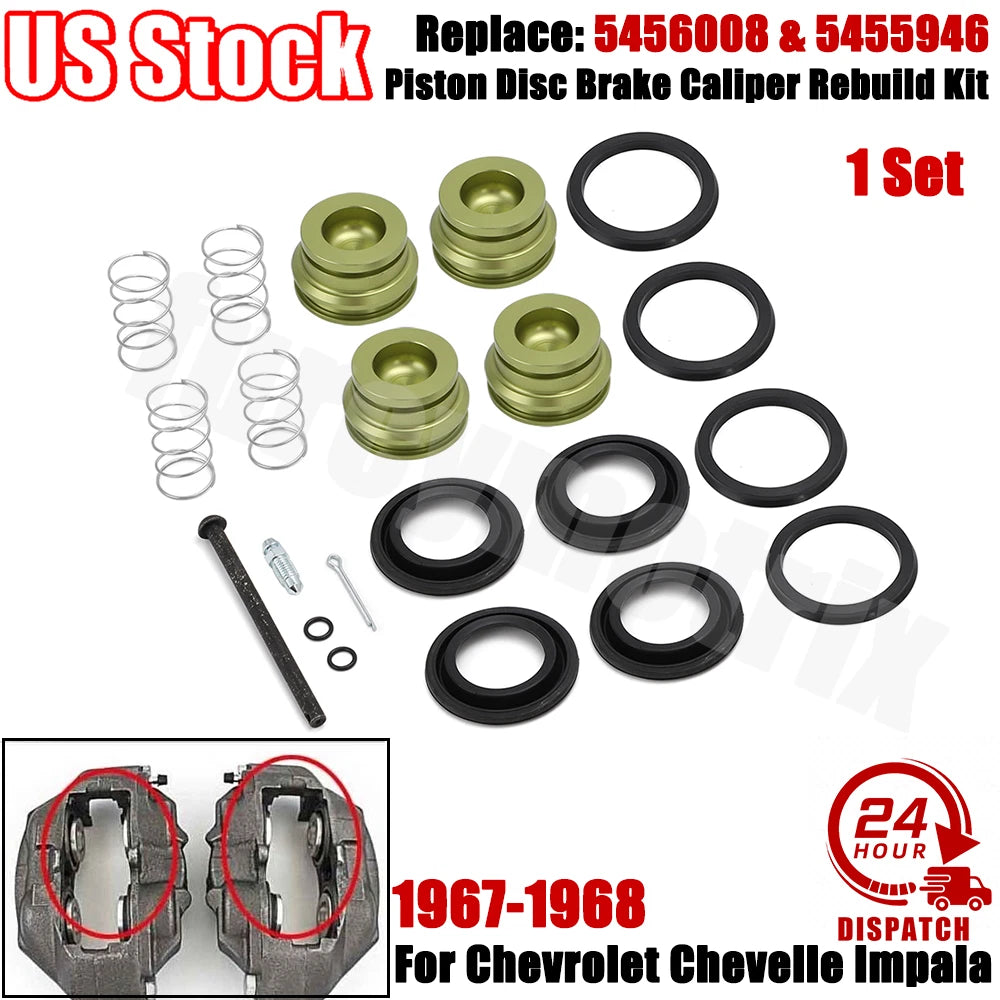 2X Disc Brake Caliper Rebuild Kit for GM 1967-68 2-1/16" 4 Piston