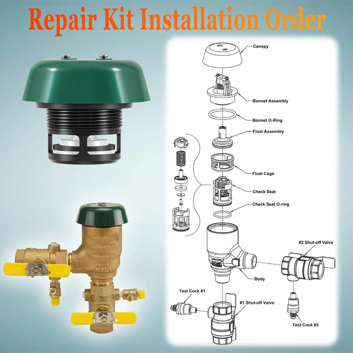 1" Float and Bonnet Complete Repair Kit for Apollo Backflow 4A Series