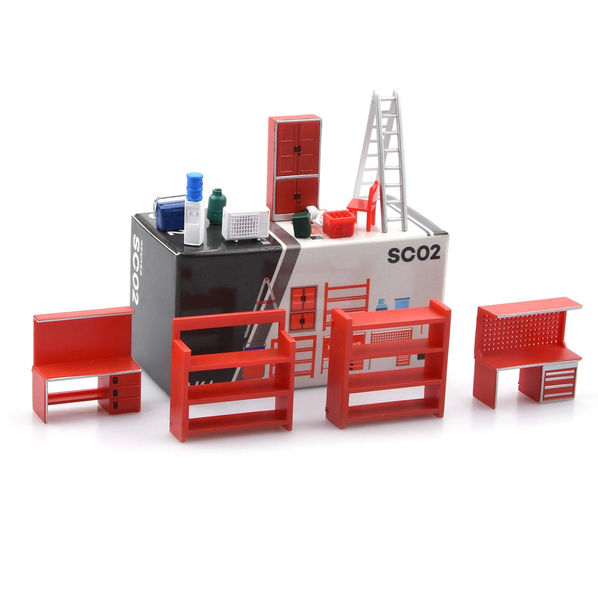1/64 Collectible Parking Lot Diorama Display Garage Furniture Tools