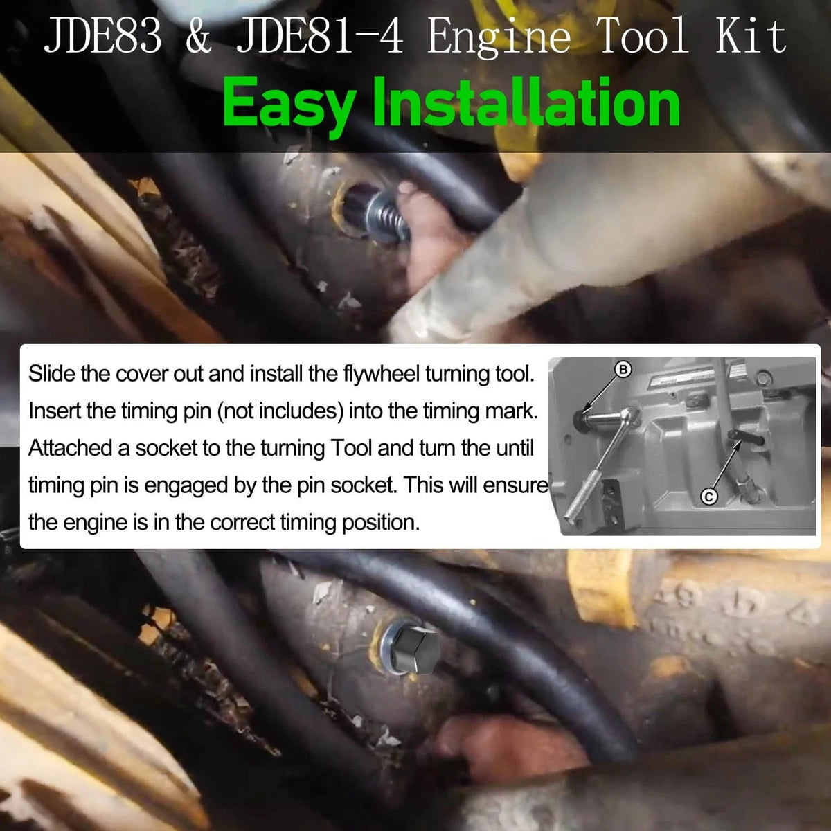Timing Pin & Engine Turning Tool Kit for John Deere 3179 4239