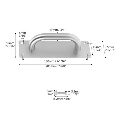 2X Pull Push Door Plate Handle 8" for QWORK