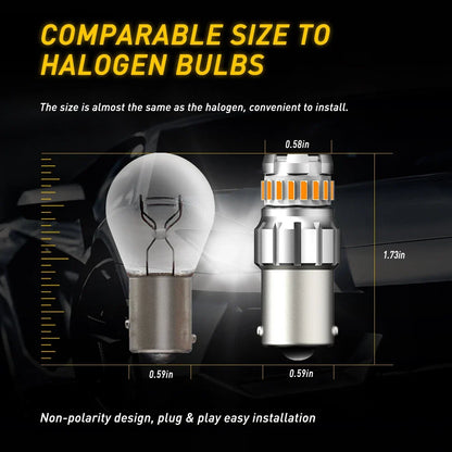 2X AUXITO 1156 BA15S Canbus LED Turn Signal Light Bulbs 7506 Amber (2010–2023)
