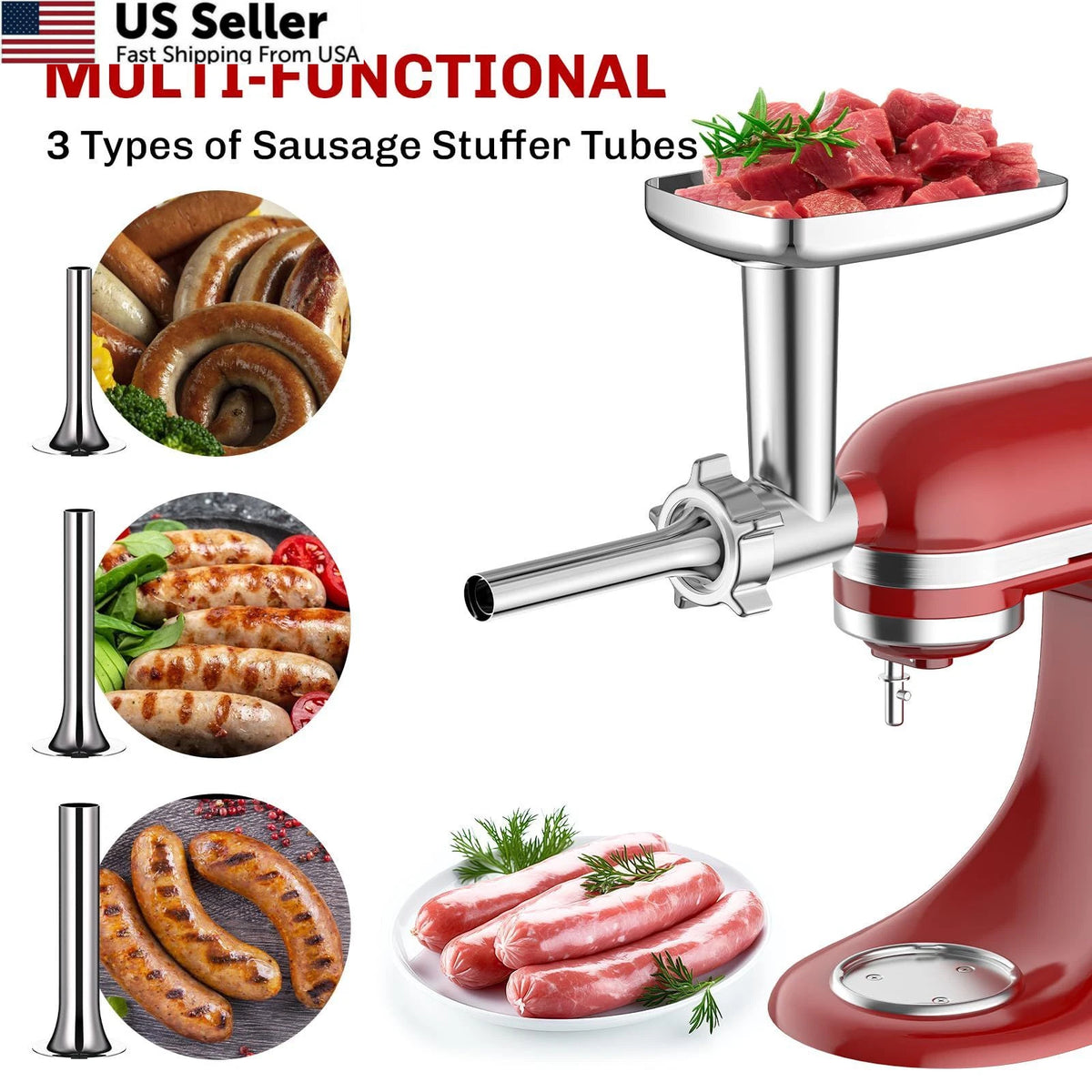 Meat Grinder Attachment for KitchenAid Stand Mixer (Fits All Models)