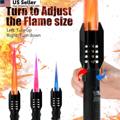 Camping Lighter Torch Straight Flame Refillable Black