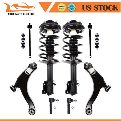 Control Arms, Front Struts, Tie Rods & Sway Bar Set for 2000-2005 Dodge Neon
