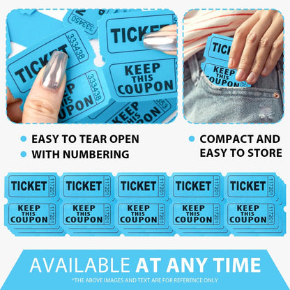 200PCS Double Roll Raffle Tickets 50/50 2" x 2", Green