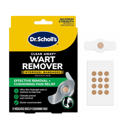 Clear Away Wart Remover Hydrogel Bandages for Dr. Scholl’s (9 Count)