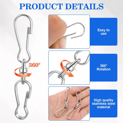 6 Pcs Silver Swivel Hook for Wind Chime Parts (360 Smooth Spinning)