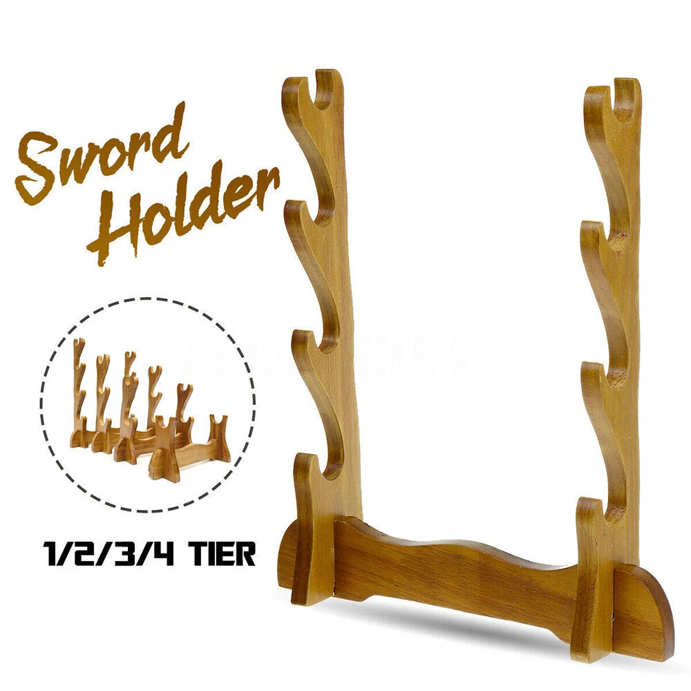 Assembly Samurai Sword Katana Holder Stand Bracket Display Rack (1-4 Tier)