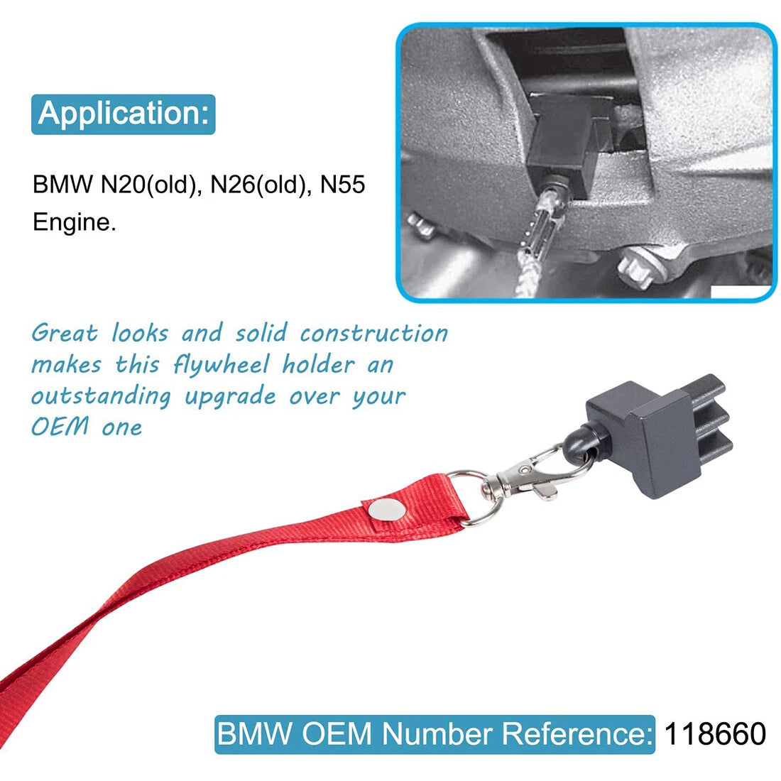 Red Flywheel Holder Locking Tool 118660 for BMW N20 N26 N55 (2011–2020)