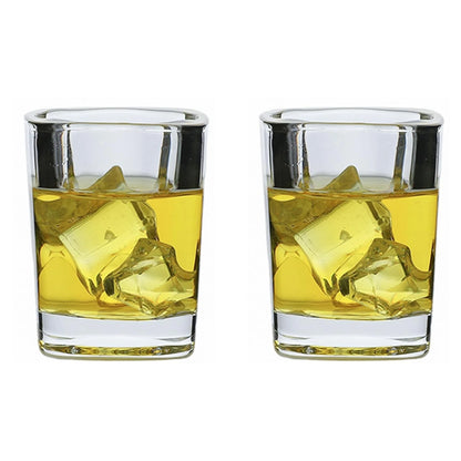 Set of 2 Shot Glasses 2.3 oz - Clear Square