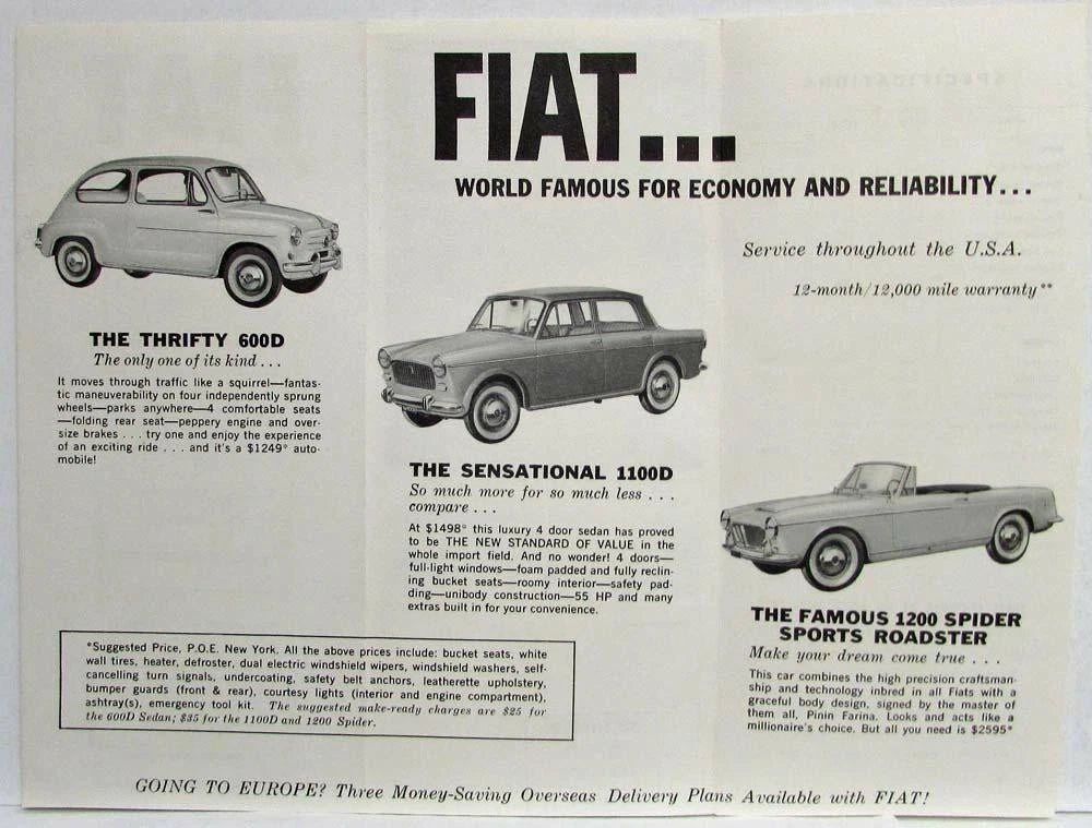 Set of 4 Economy Sales Folders for Fiat (1963)
