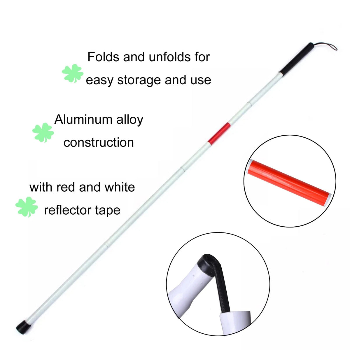Folding Blind Cane Reflective Red for (Pack of 1)