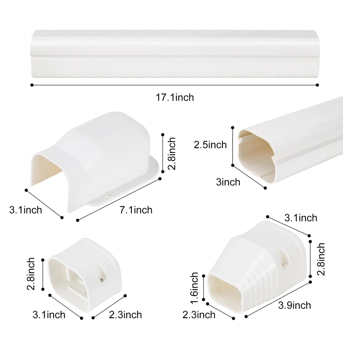3" Mini Split Line Set Cover for (7.5Ft, White)