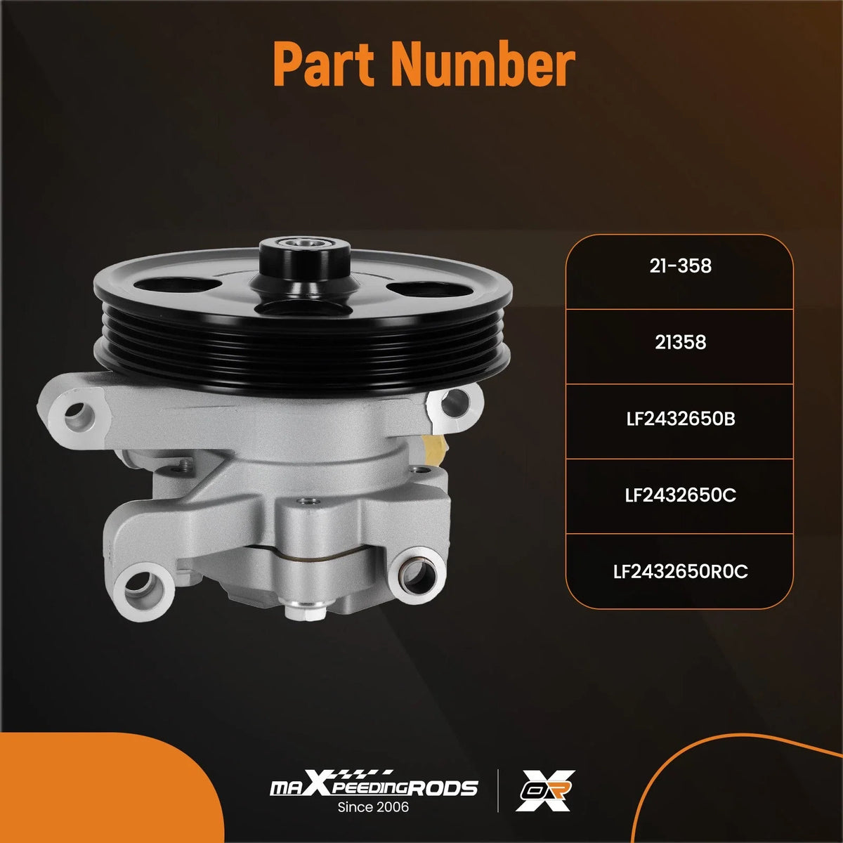 Power Steering Pump Front for Mazda CX-9 (2007–2015) LF2432650R0C