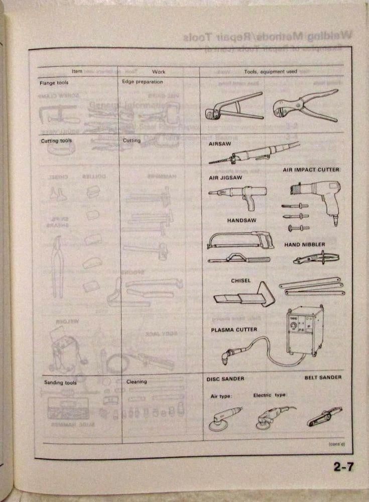 Service Shop Body Repair Manual for Isuzu Oasis (1996)