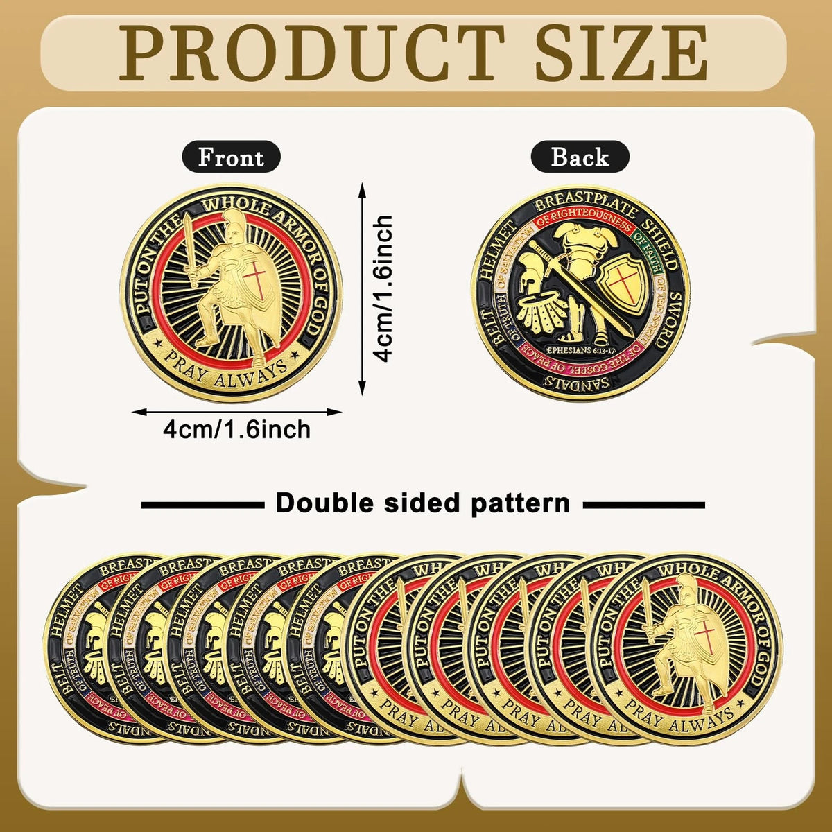 20 Pcs Armor of God Coins Metal Christian Challenge