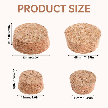 10 Pcs Tapered Cork Plugs, 1.5 to 1.9 Inch Diameter