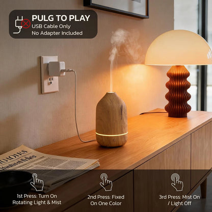 100ml Essential Oil Diffuser for Aromatherapy Mini Wood Grain