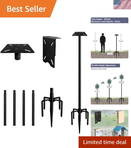 75 Inch Adjustable Bird Feeder Pole for Outdoor Use (Weatherproof, Rust Resistant)