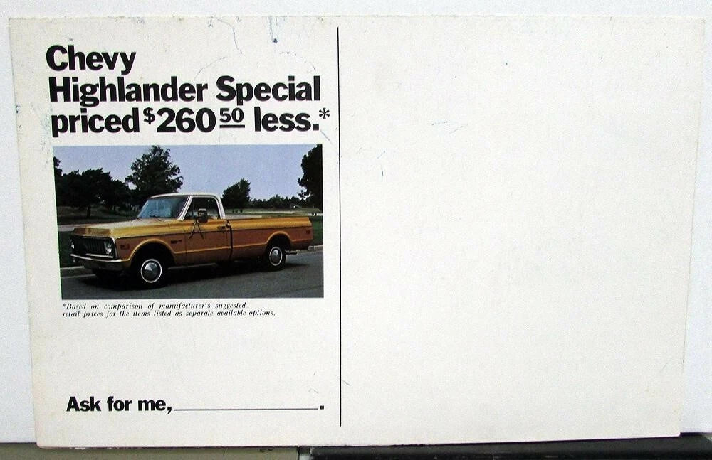 1969 Chevrolet Pickup Trucks Sales Brochure Mailer Features Options