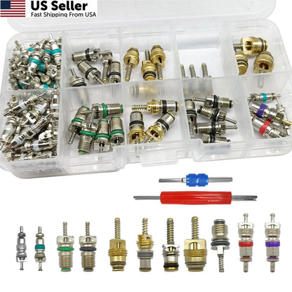 102Pcs A/C Valve Core Accessories Kit for Air Conditioning Systems