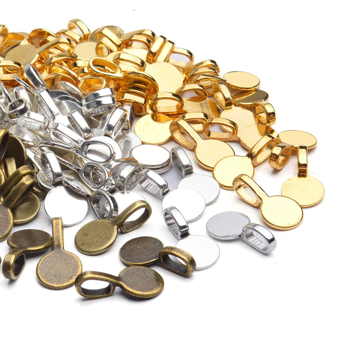 150pcs Round Glue-on Bails for Pendants
