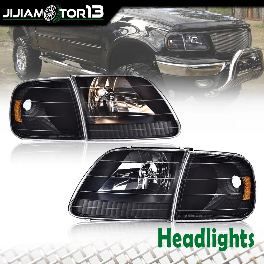Black Headlights & Corner Light for Ford F150/Expedition (1997–2003) J-02HLA1238CBK, FO2503139