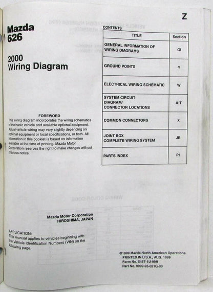 Electrical Wiring Diagram for Mazda 626 (2000)