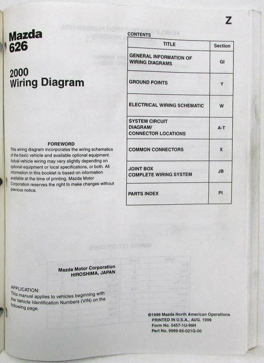 Electrical Wiring Diagram for Mazda 626 (2000)