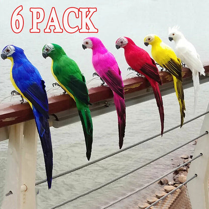 6PCS Foam Feather Artificial Parrot Imitation Bird Model Home Ornament