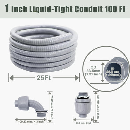 1" Non-Metallic Liquid-Tight Conduit Kit for Various Applications (25FT)