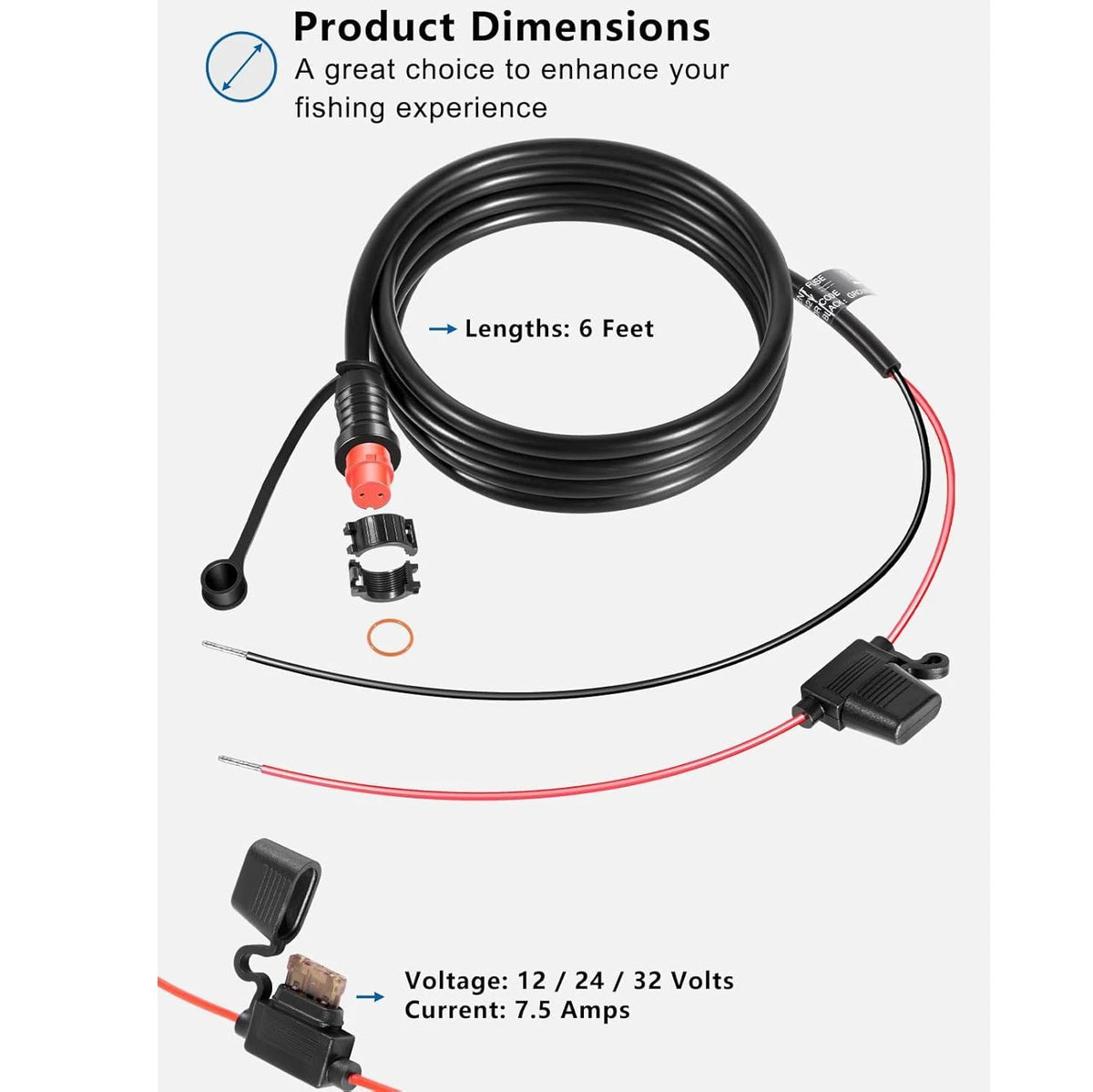 Threaded Transducer Power Cable for Garmin GLS 10 Sonar Module