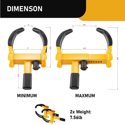 Heavy Duty Trailer Wheel Clamp Lock for Adjustable Tire Security