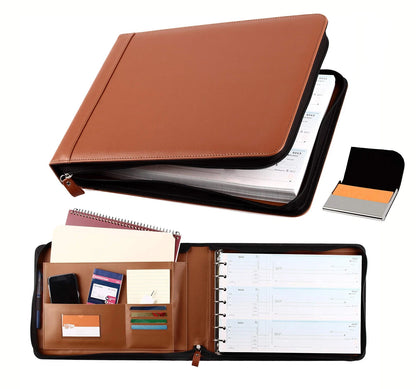 2X Zippered Checkbook Binder - 7 Ring for Light Brown