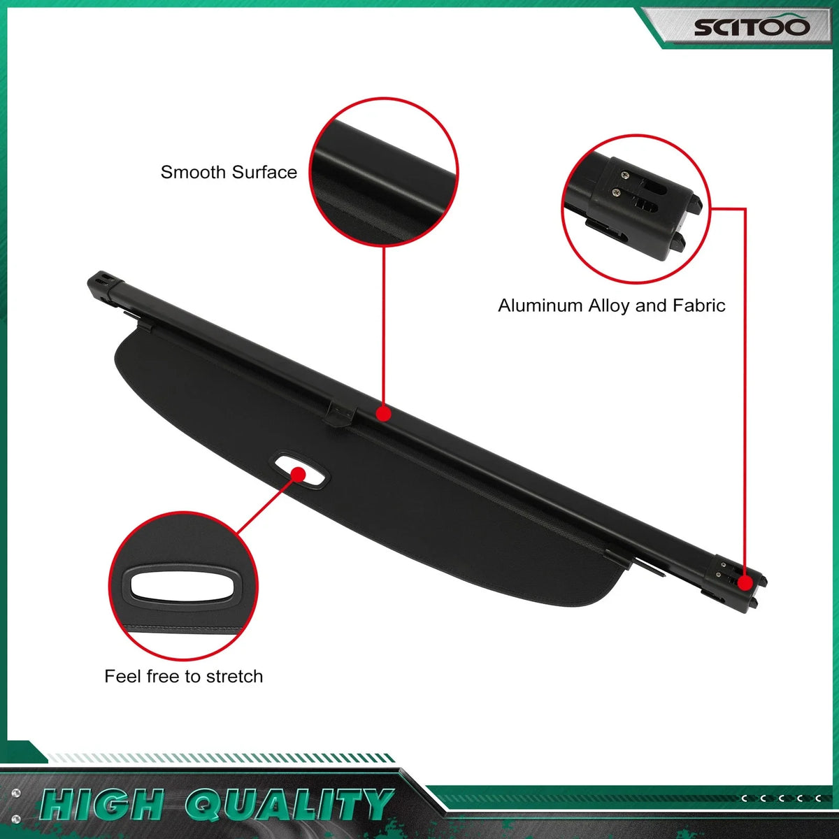 Rear Trunk Security Cargo Cover for Audi Q7 2016-2024 in Black